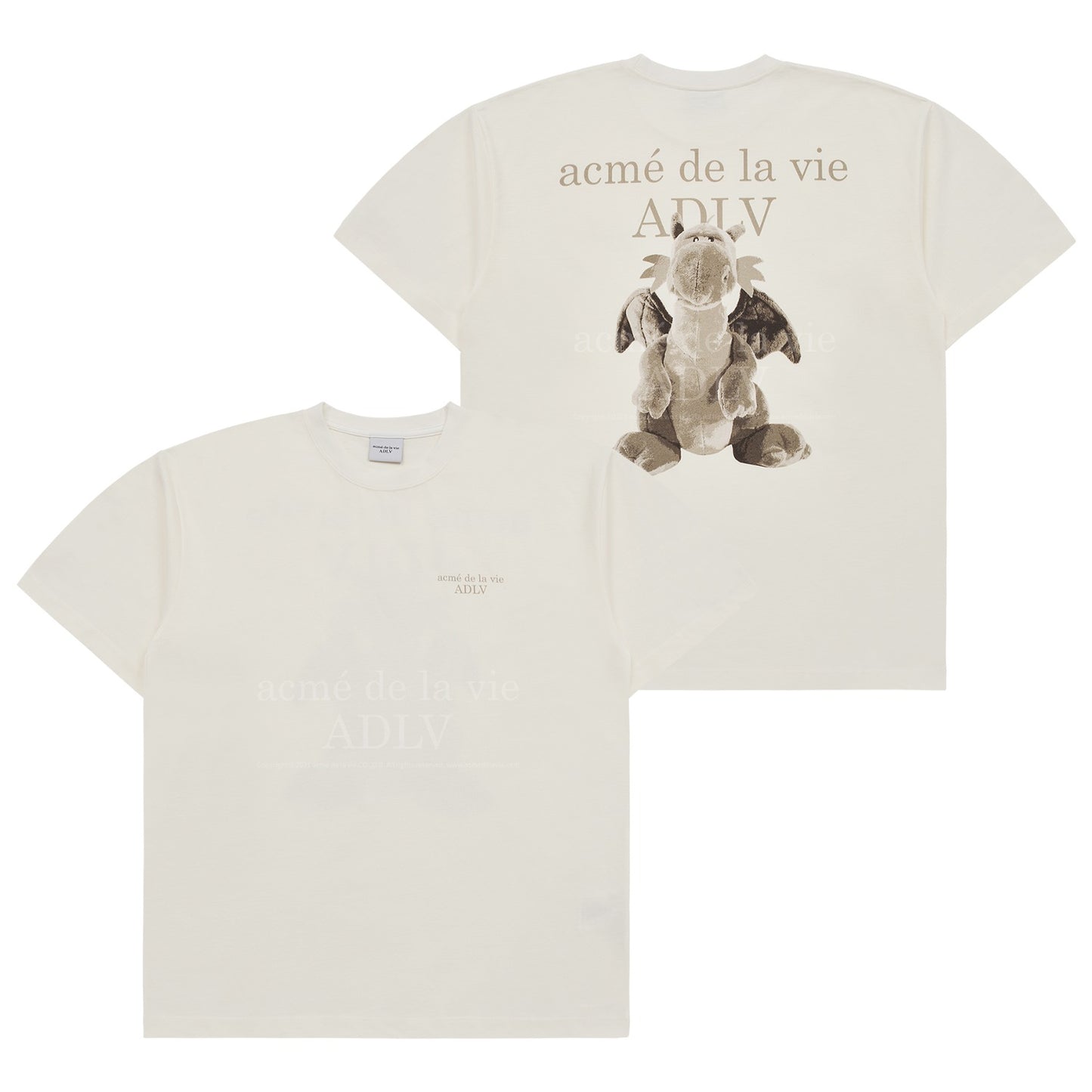 ADLV FUZZY DRAGON ARTWORK SHORT SLEEVE T-SHIRT CREAM