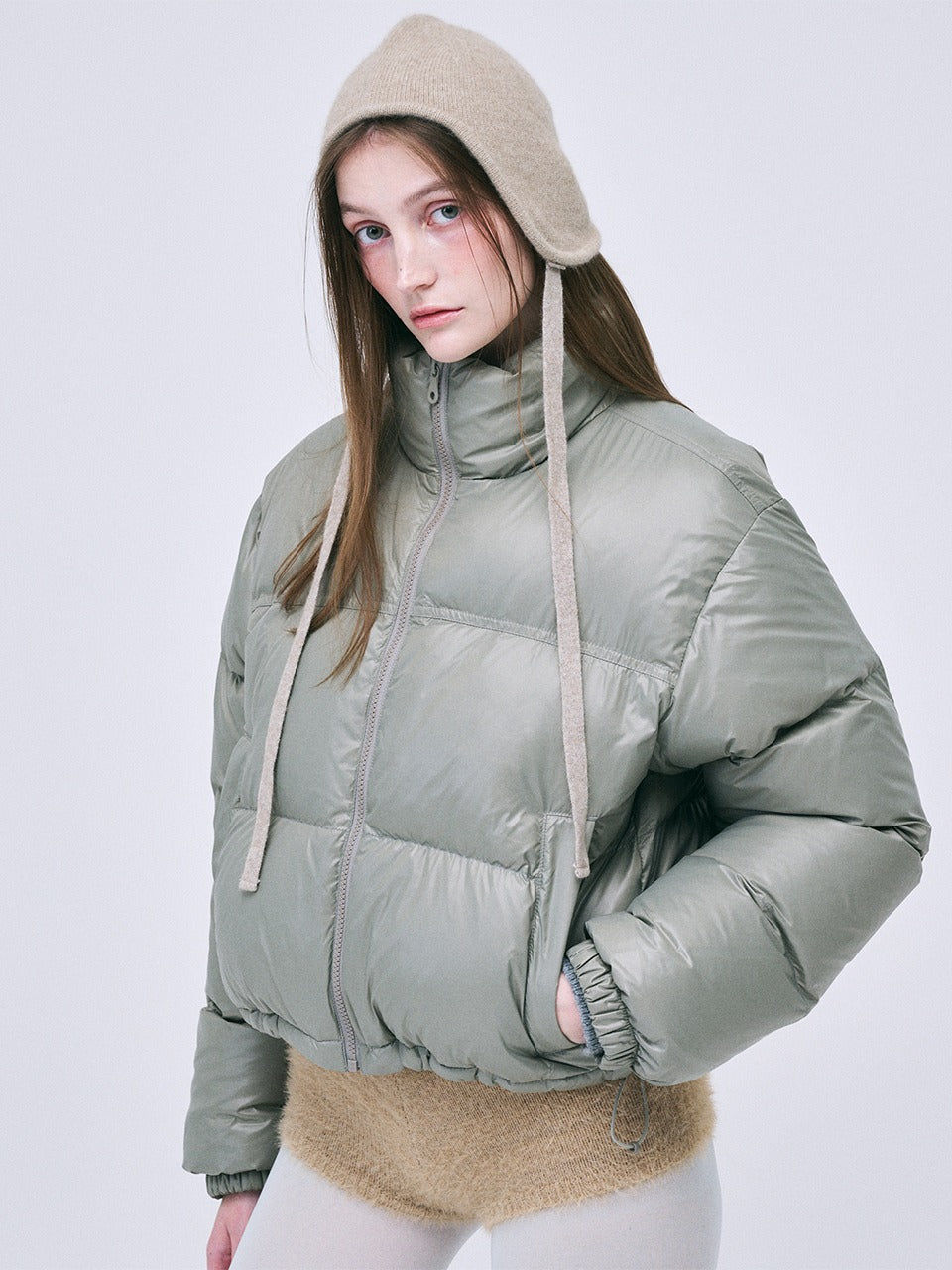 MARDI CROPPED DOWN JACKET_KHAKI