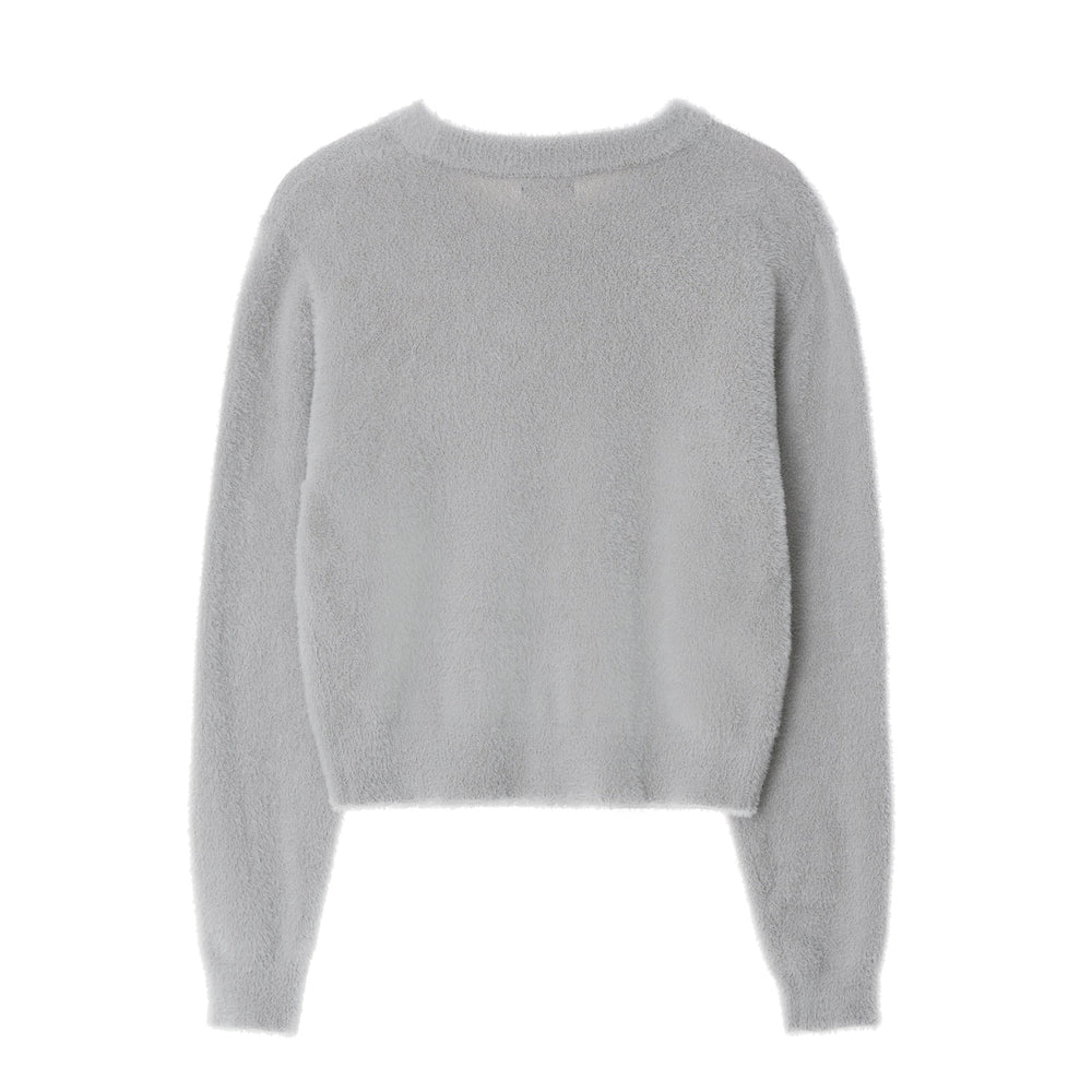 LEE Women's Round Neck Hairy Logo Knit Light Gray