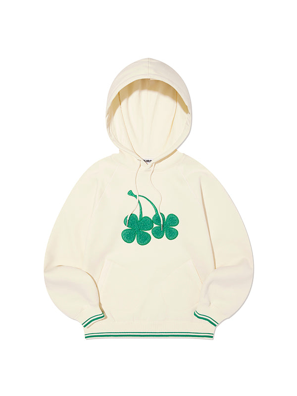 KIRSH BIG CLOVER CHERRY GRAPHIC NAPPING HOODIE IVORY