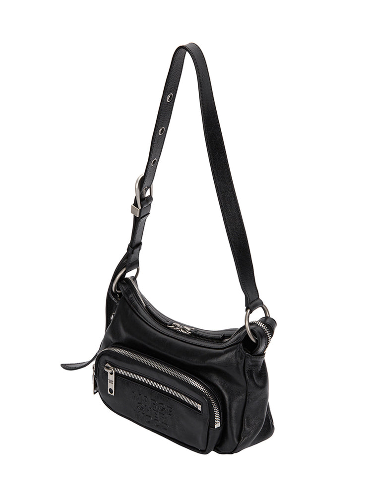 MARGESHERWOOD OUTPOCKET HOBO MINI_black glossy plain