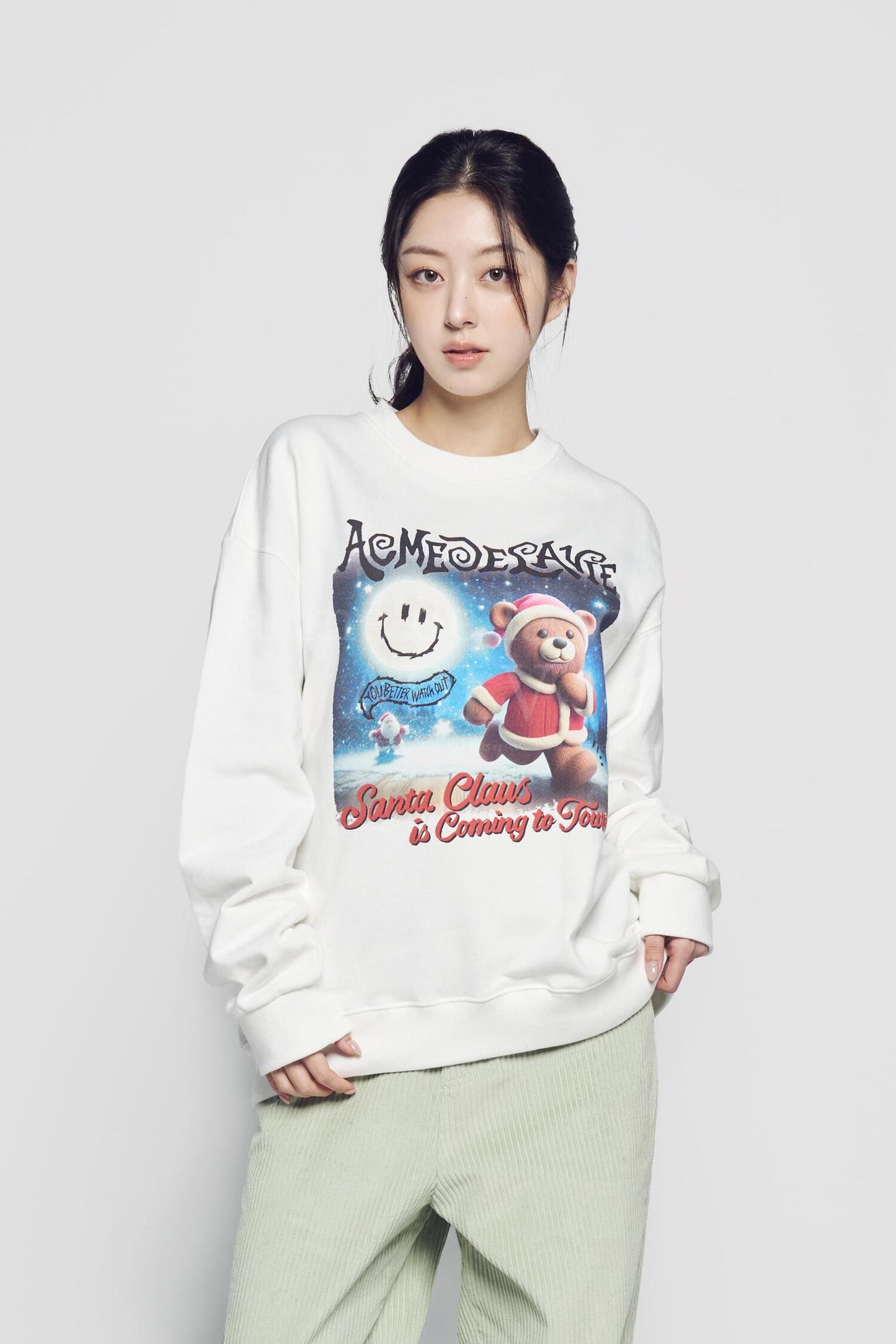 ADLV RUNNING SANTA BEAR SWEATSHIRT CREAM