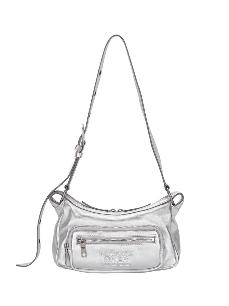 MARGESHERWOOD OUTPOCKET HOBO MINI_metallic silver foiled plain