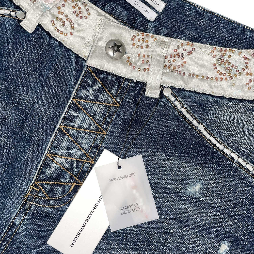 
                      
                        SCULPTOR Beaded Waist Denim Pants Indigo Blue
                      
                    