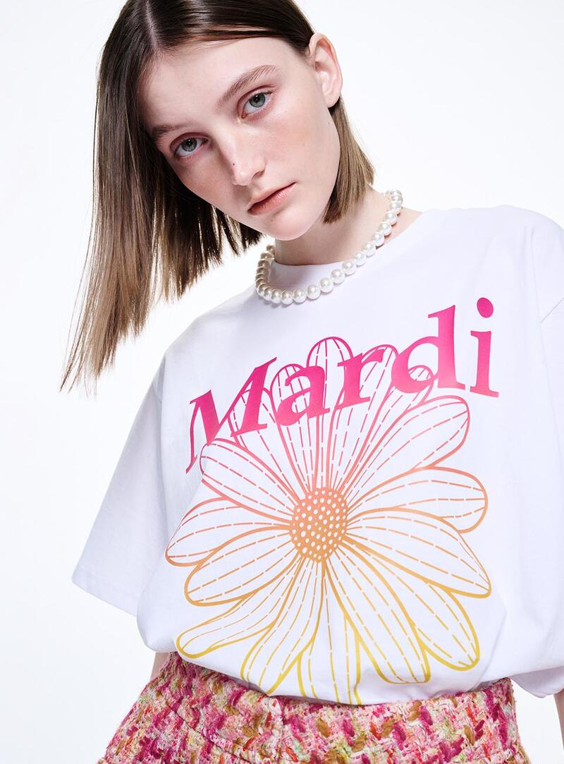 MARDI TSHIRT FLOWERMARDI GRADATION_WHITE PINK