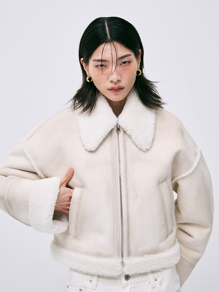 MARDI SHEARLING CROPPED MUSTANG JACKET_IVORY