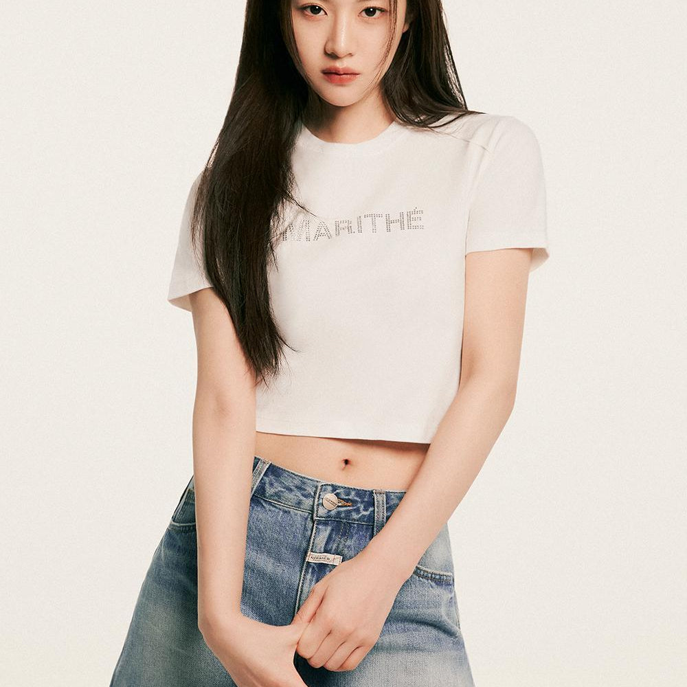 MARITHÉ W HOTFIX LOGO CROP TEE