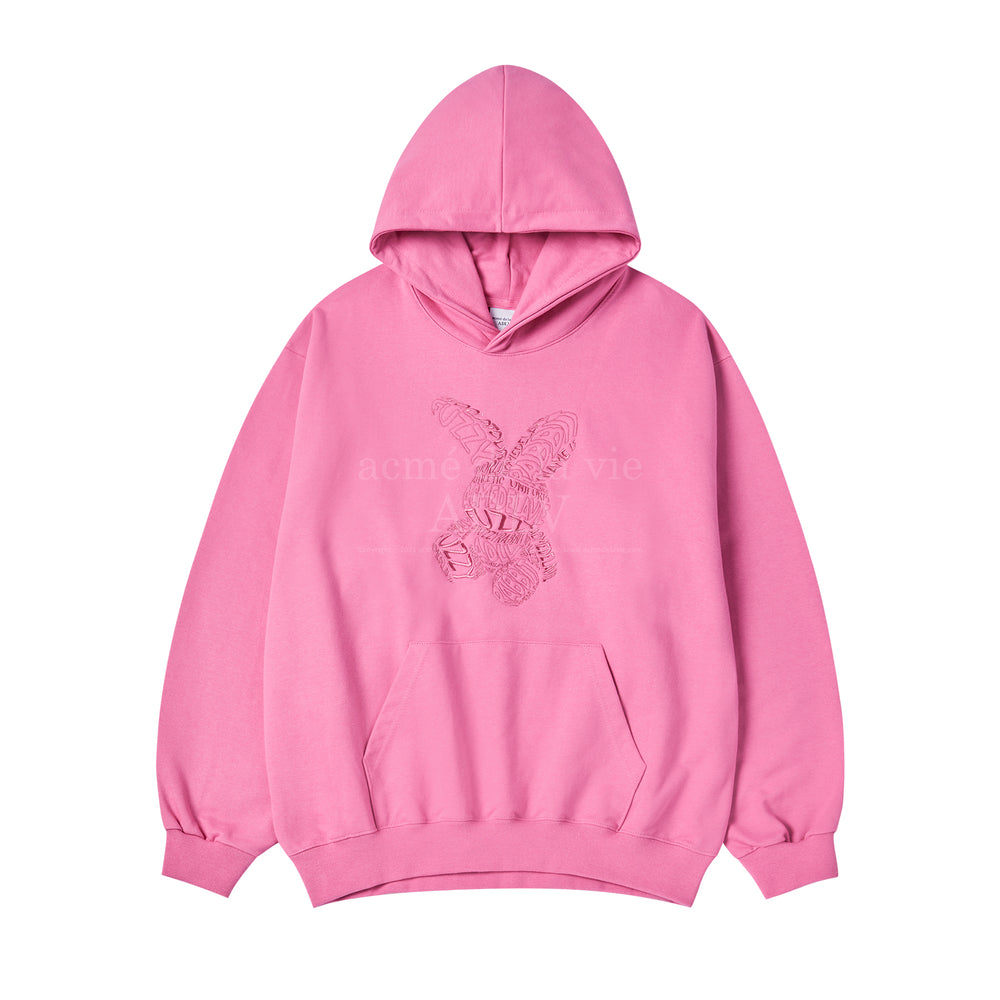 ADLV LETTERING RABBIT HOODIE DARK PINK