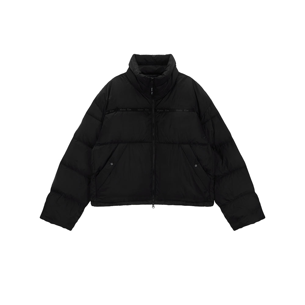 MATIN KIM LOGO TAPING PUFFER DOWN JUMPER FOR MEN IN BLACK