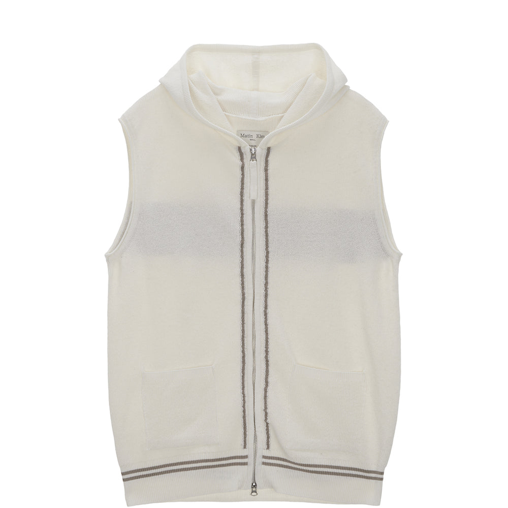 MATIN KIM HOODY LOGO KNIT VEST FOR MEN IN IVORY