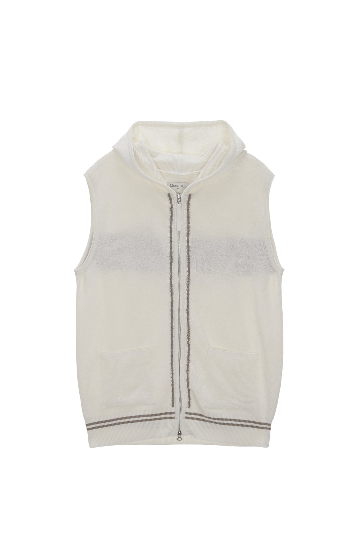 MATIN KIM HOODY LOGO KNIT VEST FOR MEN IN IVORY