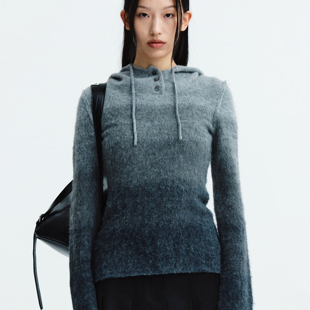 
                  
                    MATIN KIM STRING HOODY GRADATION KNIT TOP IN GREY
                  
                