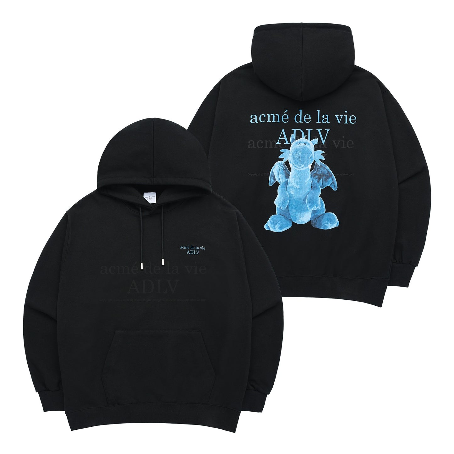 ADLV FUZZY DRAGON ARTWORK HOODIE BLACK