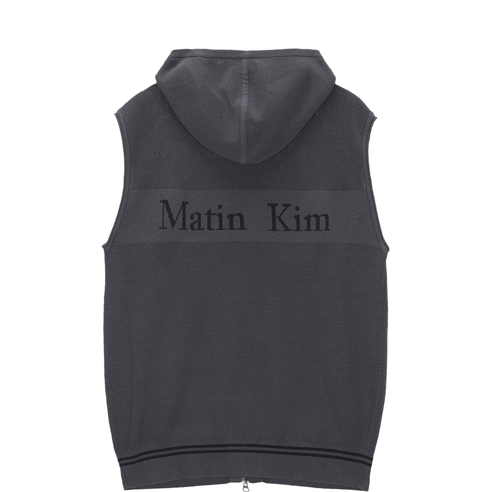 MATIN KIM HOODY LOGO KNIT VEST FOR MEN IN CHARCOAL