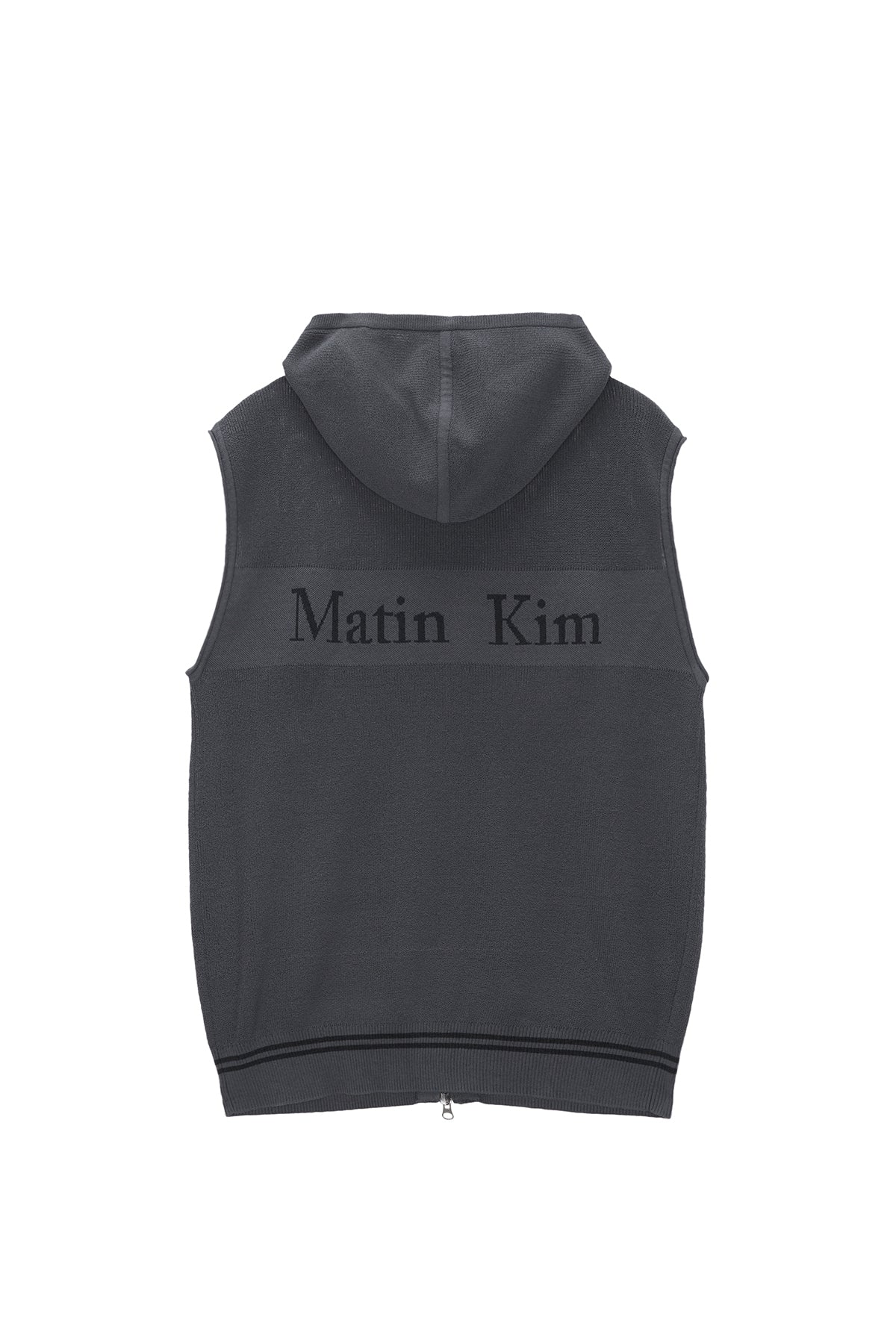 MATIN KIM HOODY LOGO KNIT VEST FOR MEN IN CHARCOAL