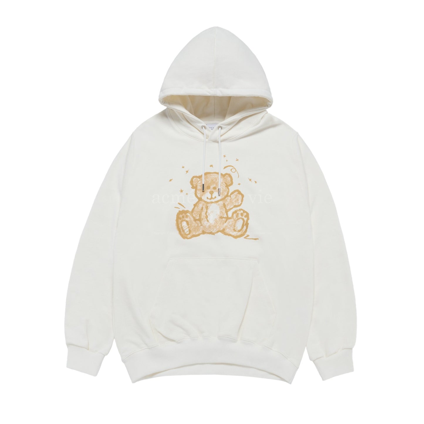 ADLV HAND SKETCH BEAR HOODIE CREAM