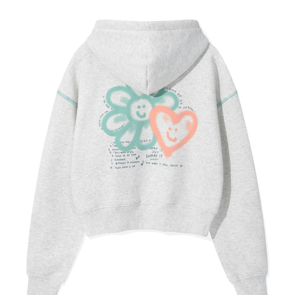 Flory Lovey Graphic Crop Hoodie Oatmeal