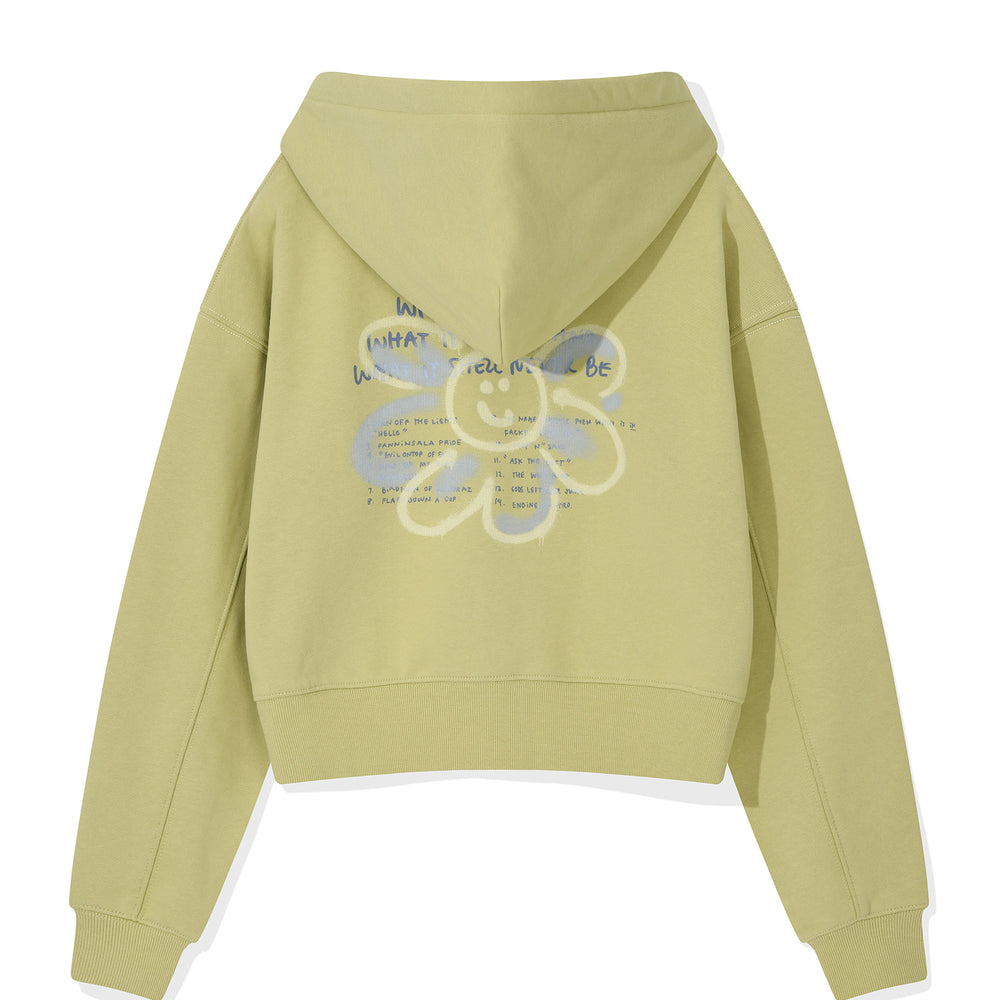 Flory Spray Graphic Crop Hoodie Olive