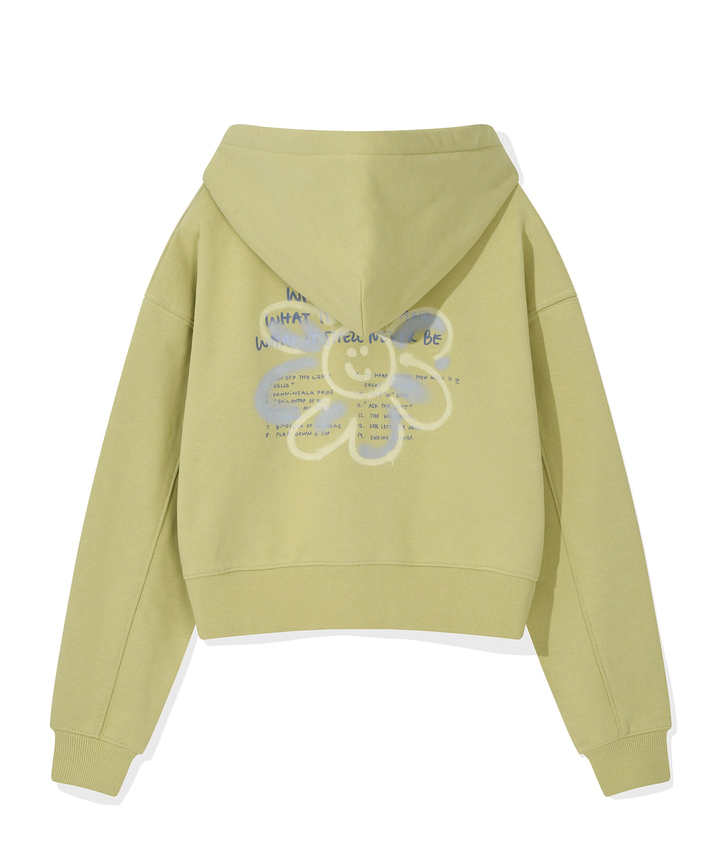 Flory Spray Graphic Crop Hoodie Olive