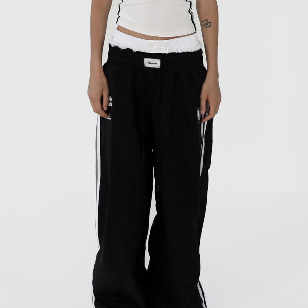 BAD BLOOD ADS Vintage Nylon Track Pants - Black