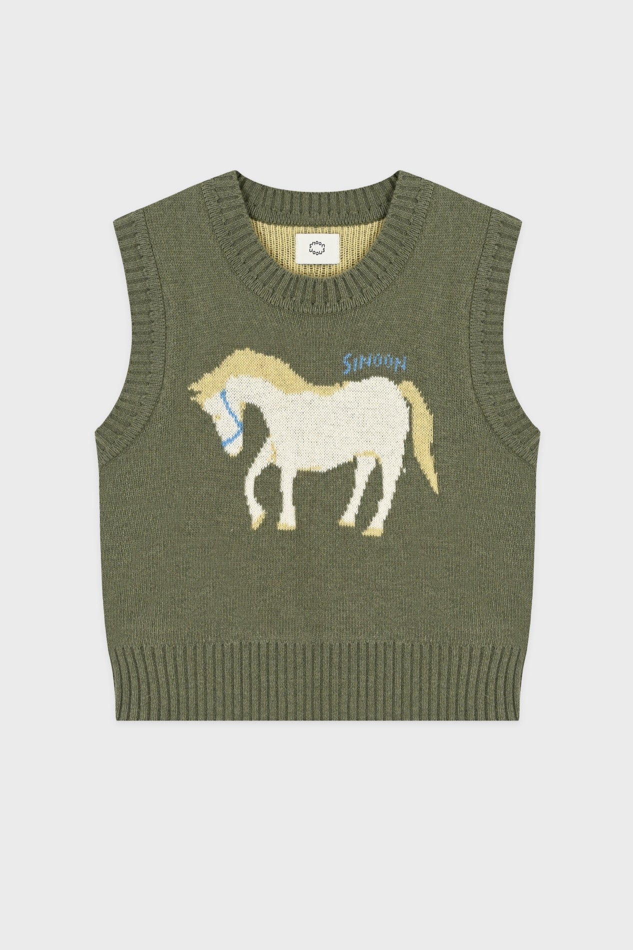 Sinoon Horse Knit Vest (Khaki)