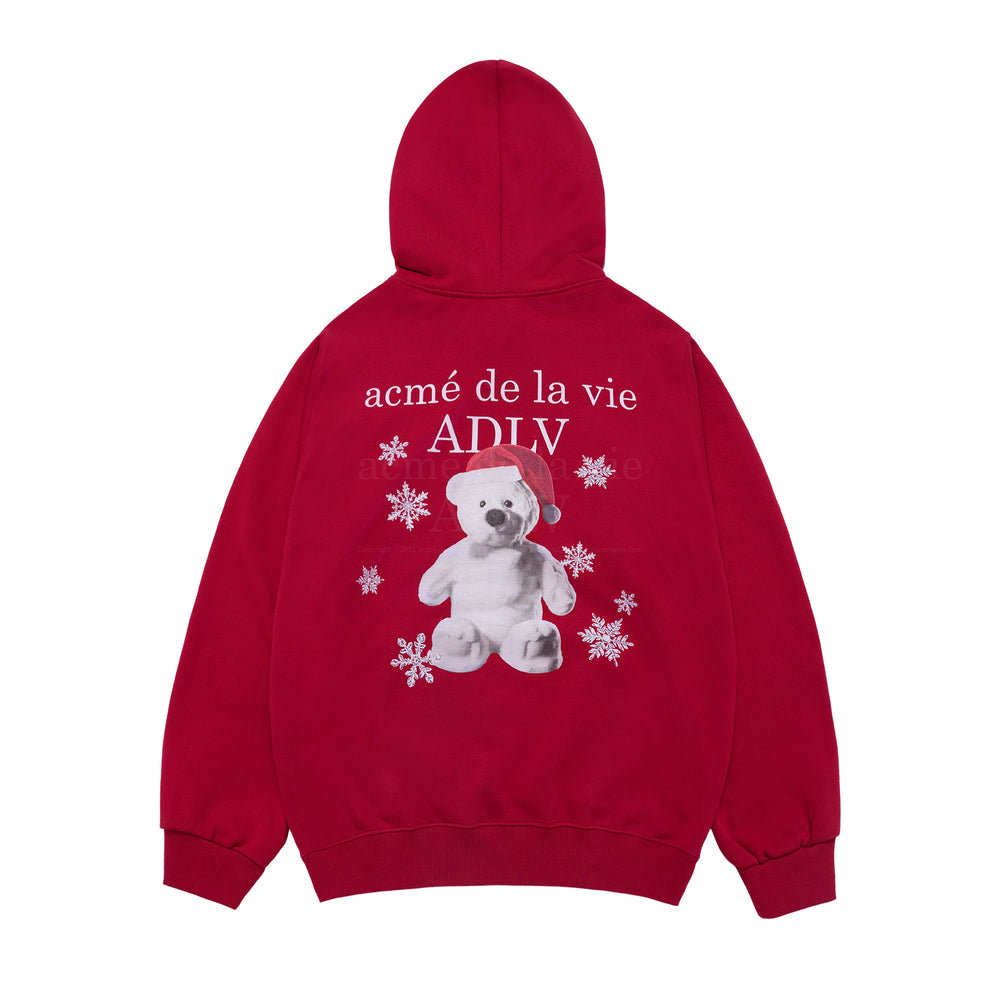 ADLV SNOW BEAR HOODIE DARK RED