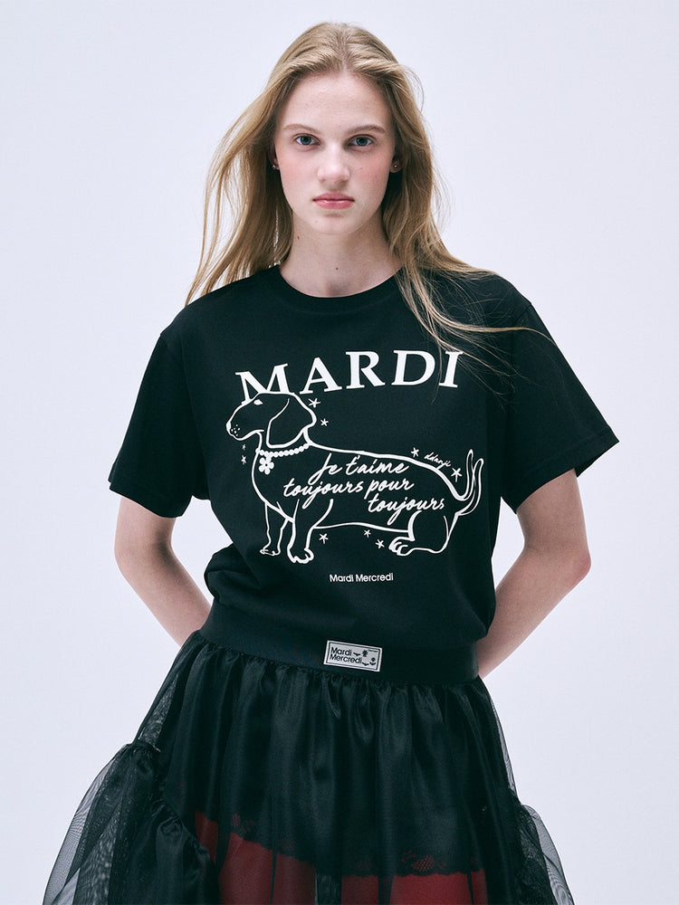 MARDI TSHIRT SWING THE TAIL DDANJI FLOWER CHOKER_BLACK IVORY