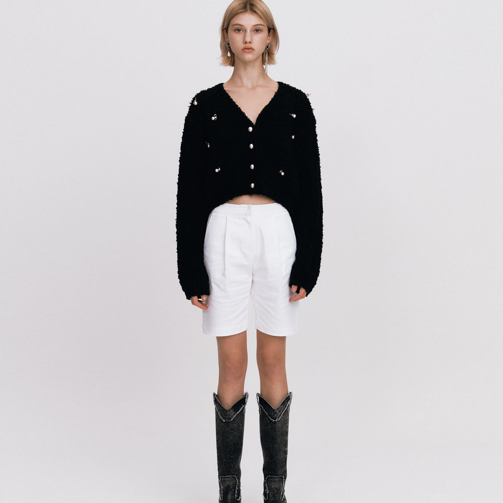 NOIRNINE Pearl Beading Cardigan BLACK