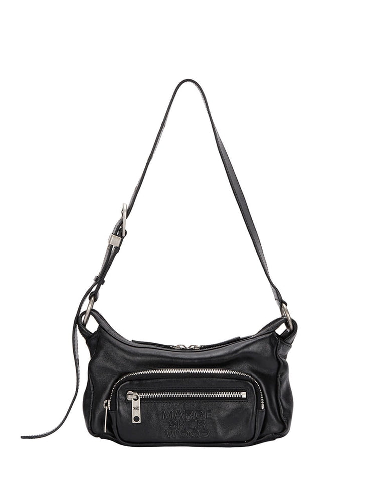 MARGESHERWOOD OUTPOCKET HOBO MINI_black glossy plain