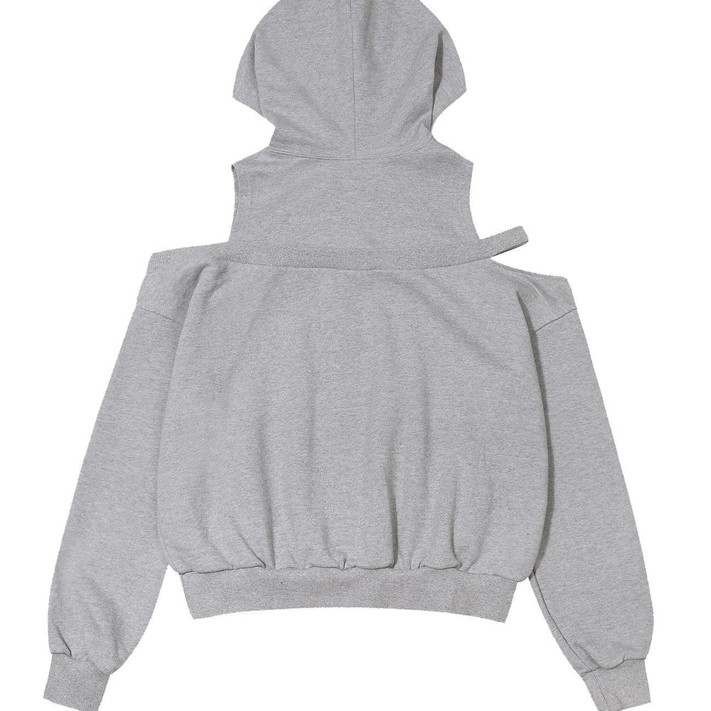 
                  
                    BOHEMSEO CUT OUT OFF SHOULDER HOODIE, MELANGE GRAY
                  
                