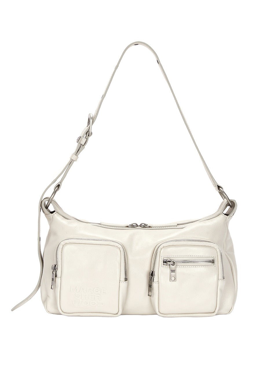 MARGESHERWOOD OUTPOCKET HOBO_cream glossy plain