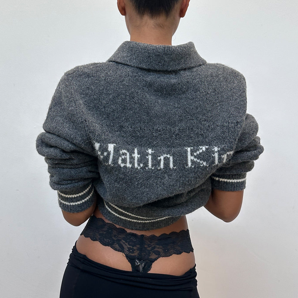 
                  
                    MATIN KIM PUNCHING POINT LOGO KNIT CARDIGAN FOR WOMEN IN GREY
                  
                