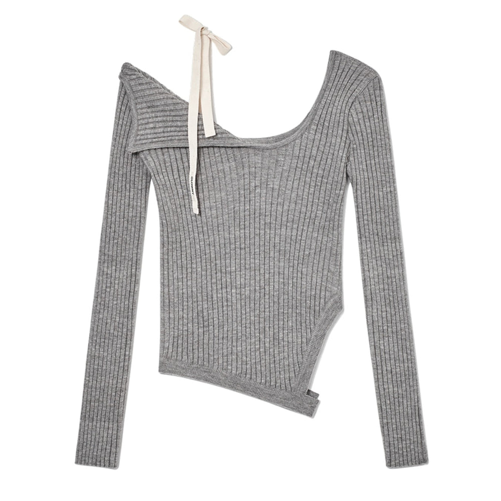 GLOWNY ISA ASYMMETRICAL KNIT TOP (GRAY)