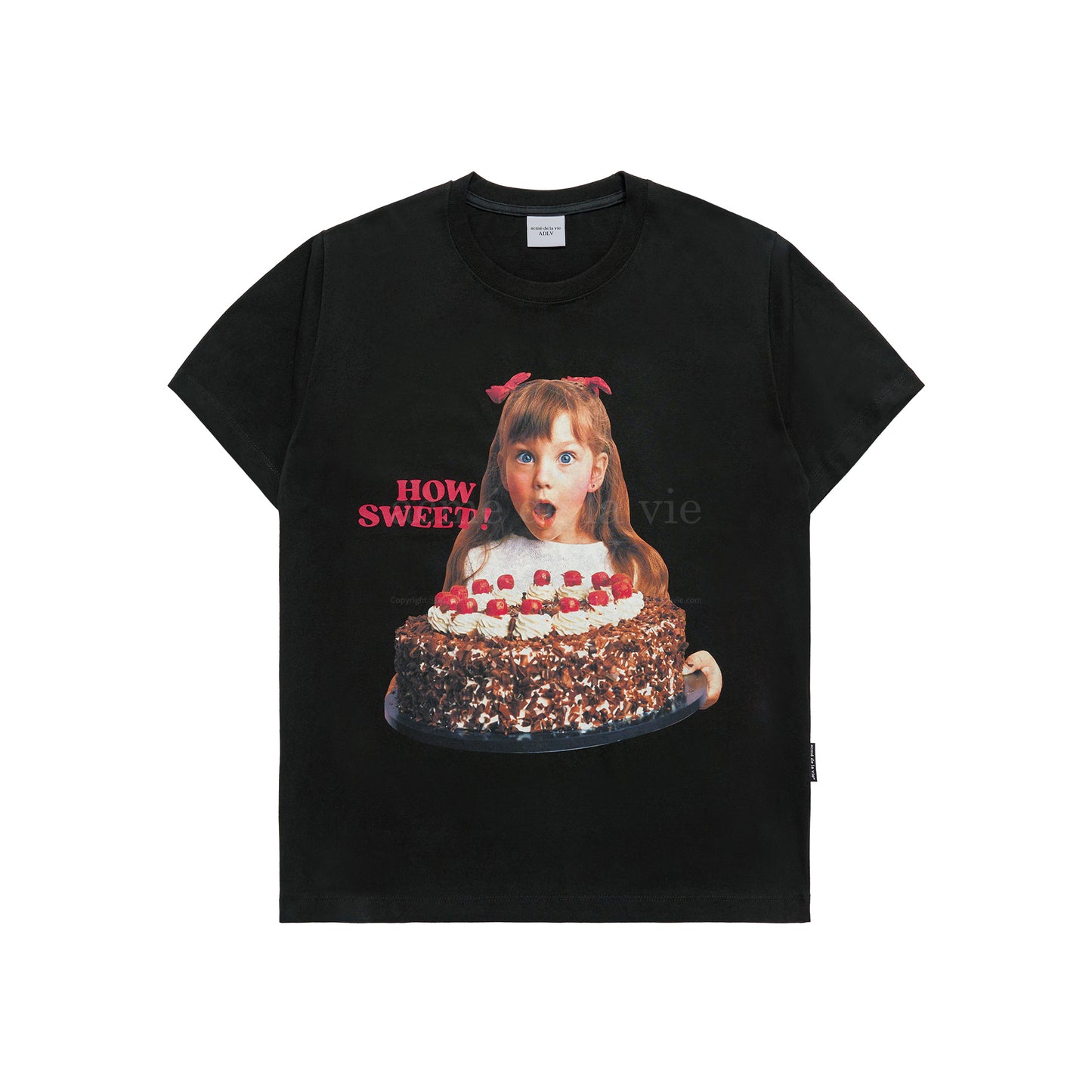 ADLV CHOCOLATE CAKE GIRL LETTERING BABY FACE SHORT SLEEVE T-SHIRT