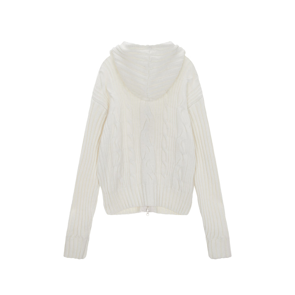 
                  
                    MATIN KIM CABLE KNIT HOODY TOGGLE CARDIGAN IN IVORY
                  
                