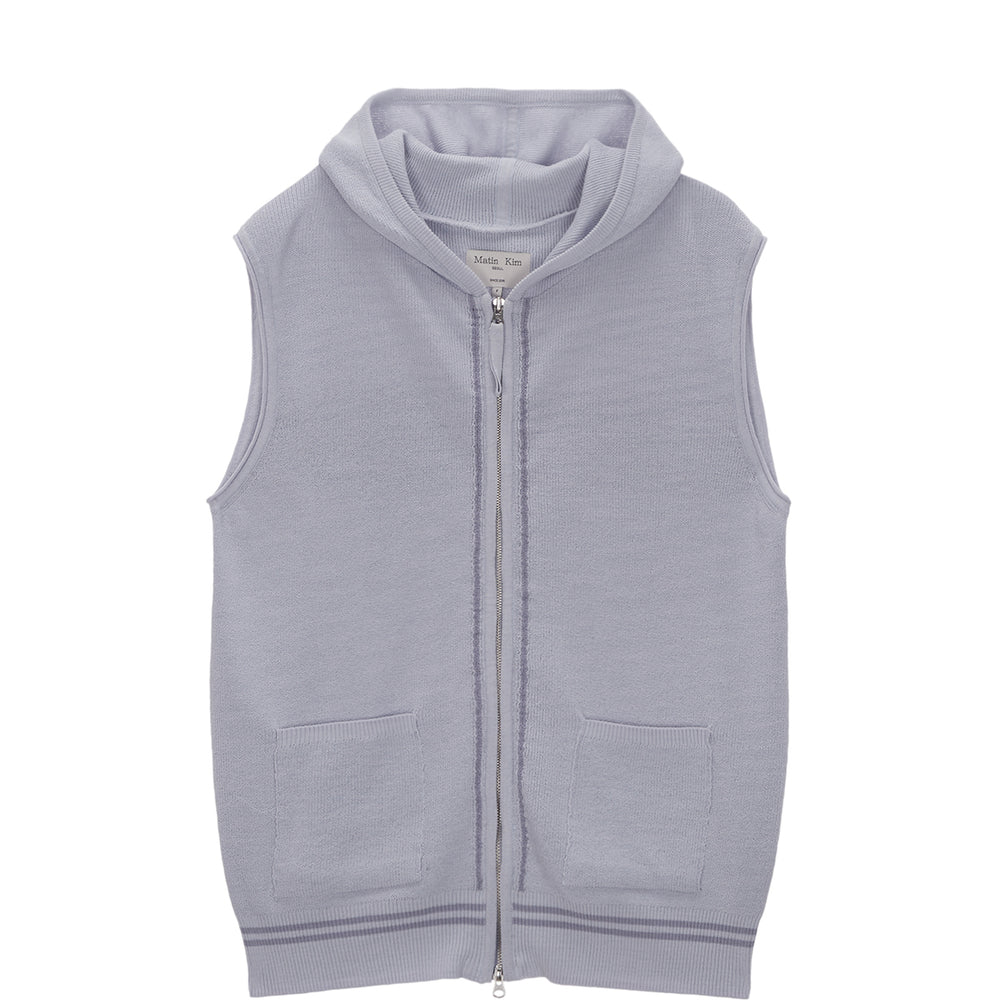 MATIN KIM HOODY LOGO KNIT VEST FOR MEN IN LILAC