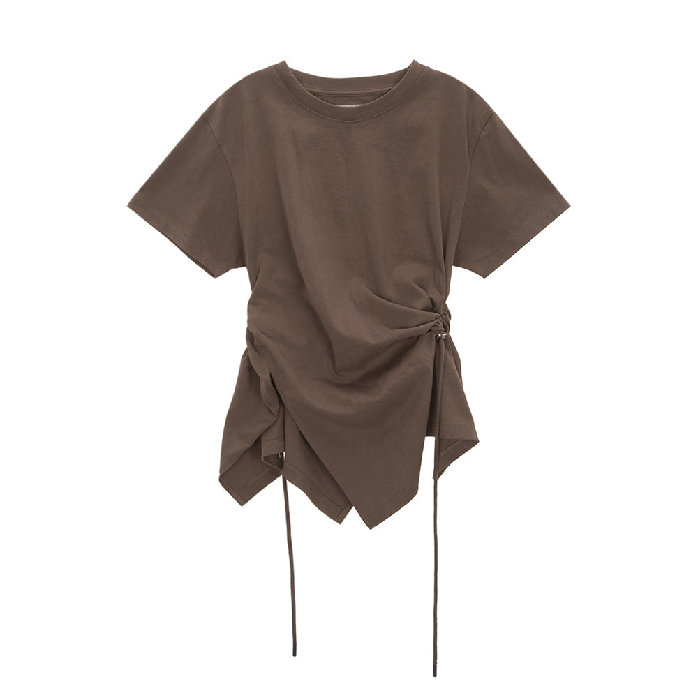 MATIN KIM STRING SLIT DETAIL TOP IN KHAKI BROWN