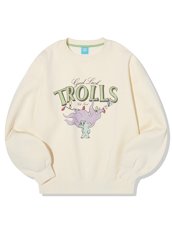 KIRSH TROLLS VINTAGE GRAPHIC NAPPING SWEATSHIRT IVORY