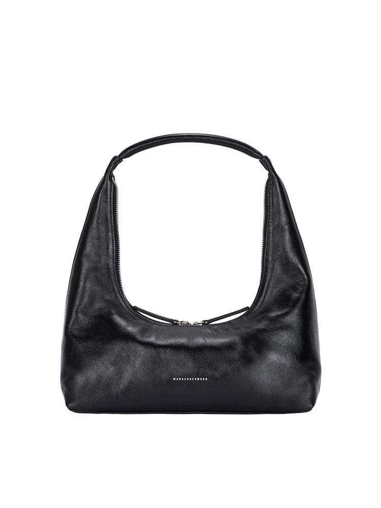 MARGESHERWOOD HOBO SHOULDER_black glossy plain