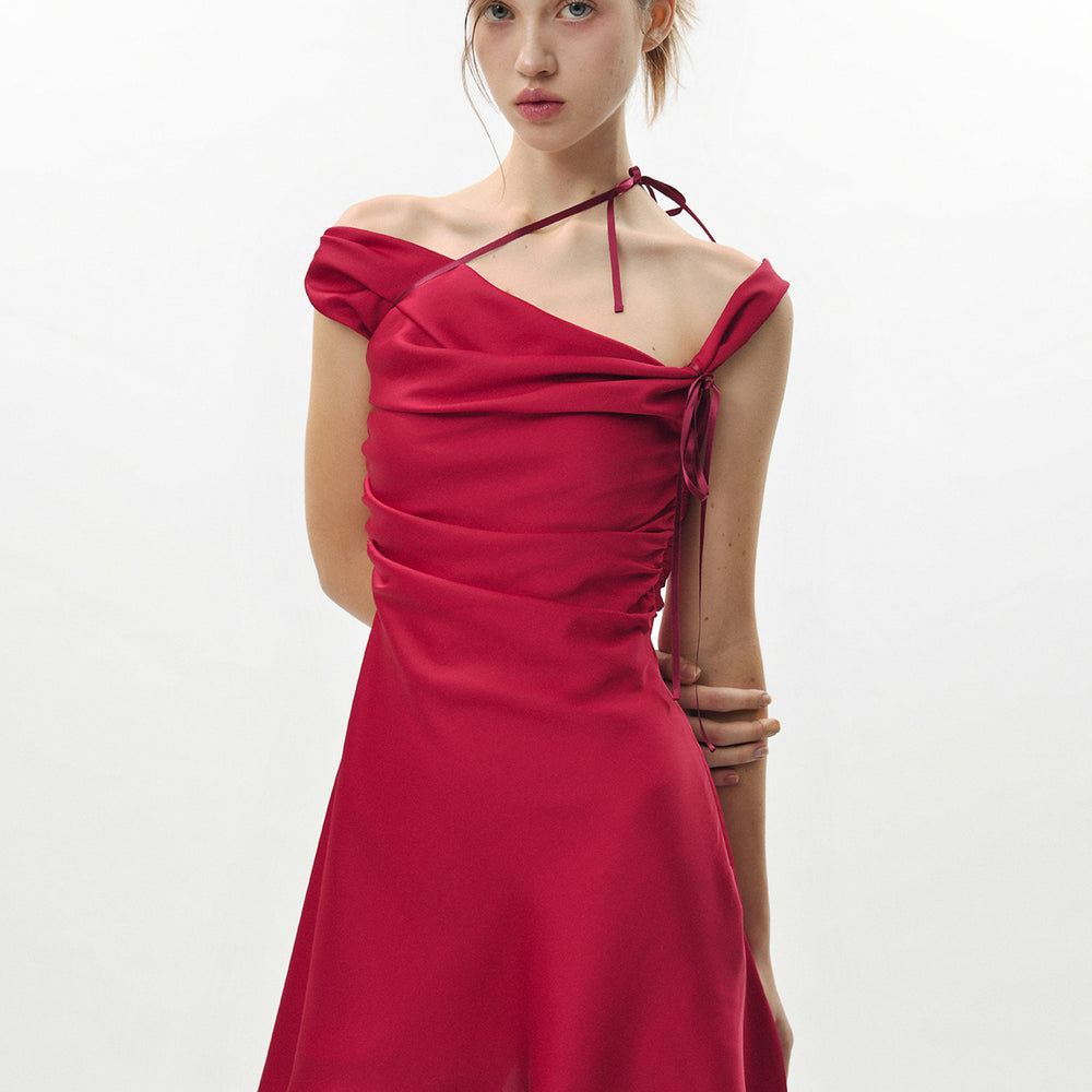 
                      
                        PAIN OR PLEASURE DEW COWL SATIN DRESS RED
                      
                    