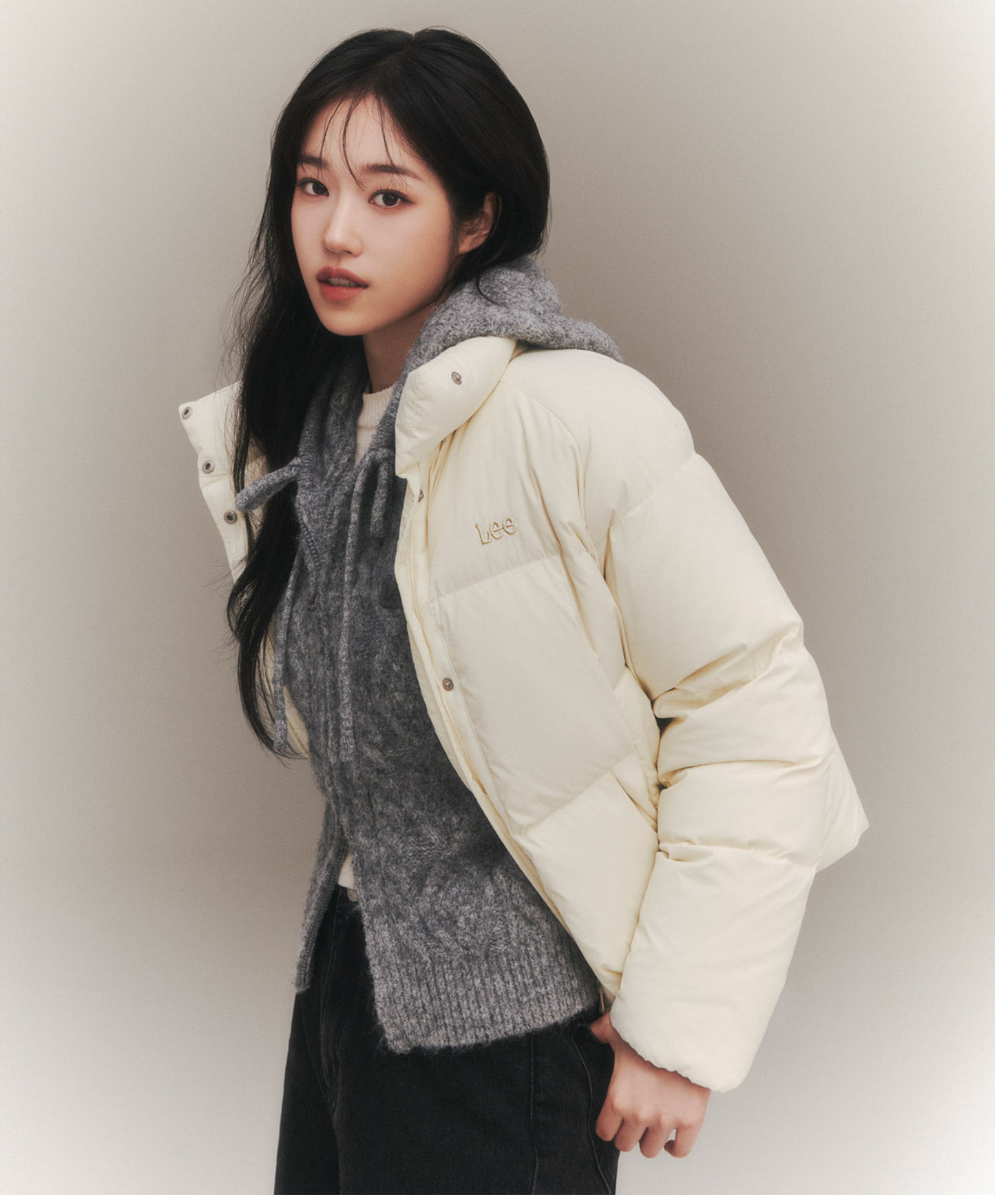 LEE Women Raglan Crop Down Jacket Ivory