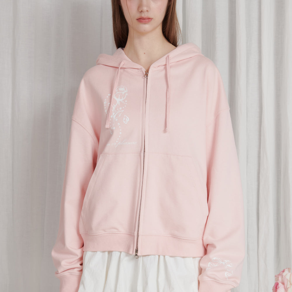 PAIN OR PLEASURE ROSE 2WAY HOOD ZIP UP PINK