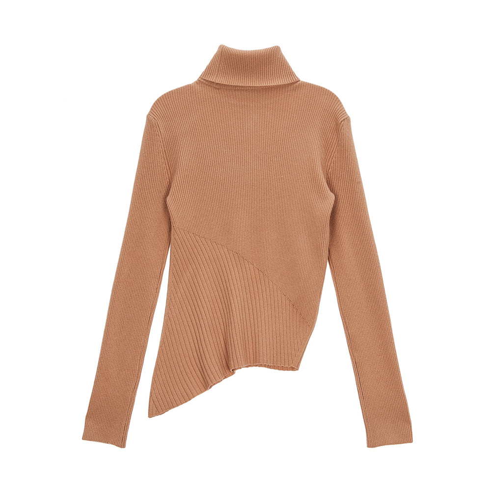 
                  
                    MATIN KIM TURTLE NECK UNBALANCE KNIT PULLOVER IN BEIGE
                  
                