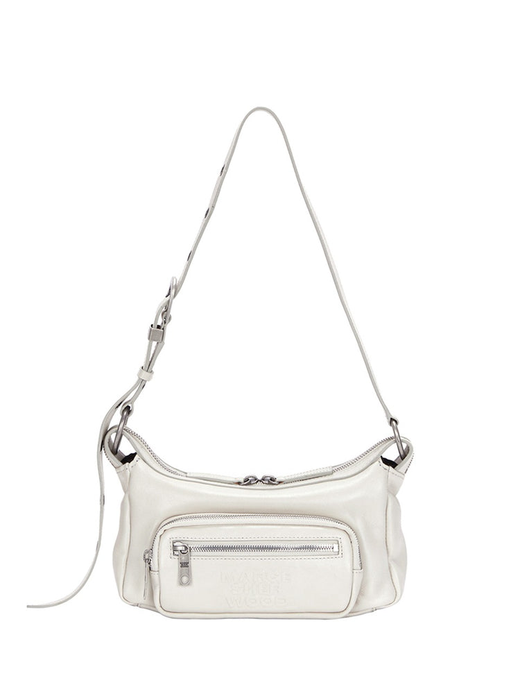 MARGESHERWOOD OUTPOCKET HOBO MINI_cream glossy plain