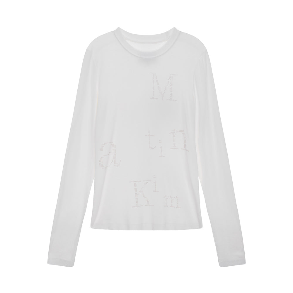 MATIN KIM DOT GRAPHIC LOGO LETTERING TOP IN WHITE