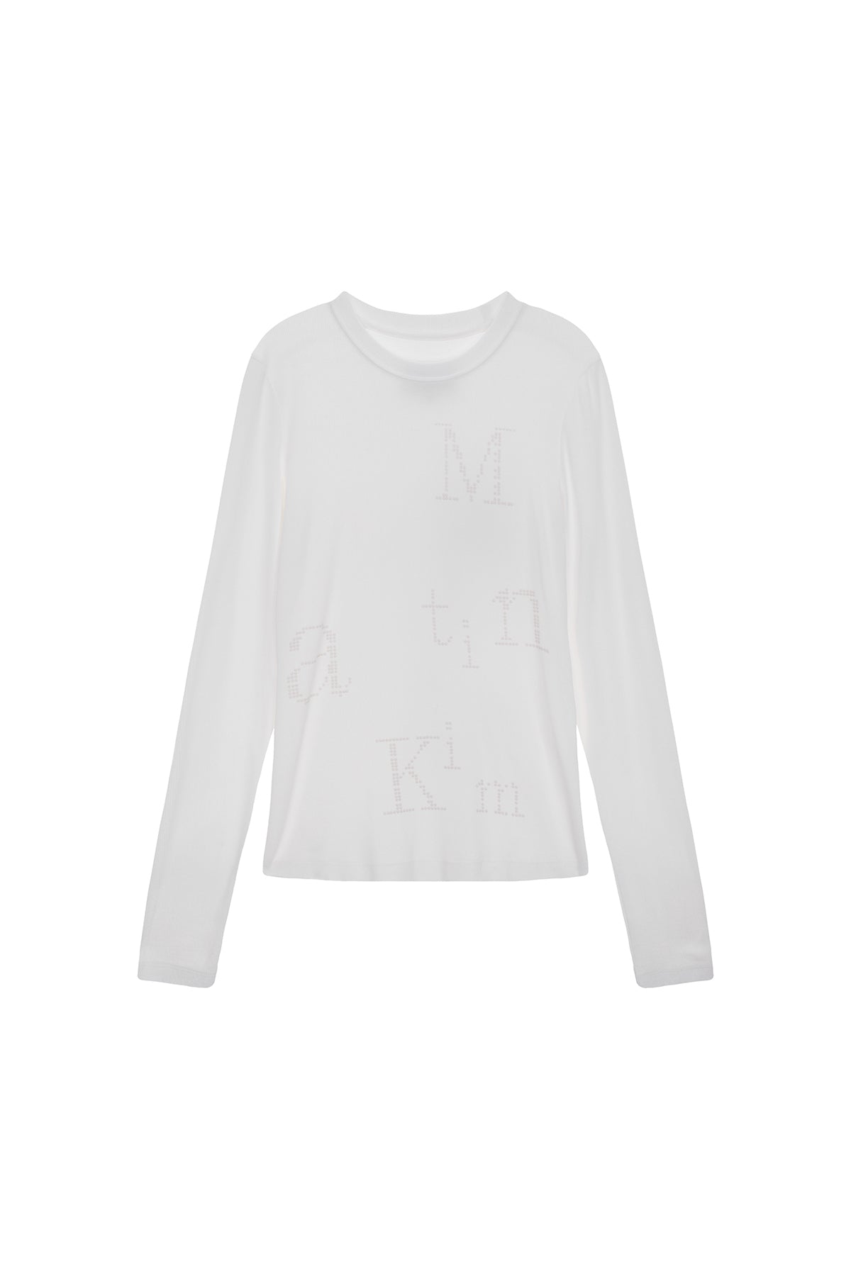 MATIN KIM DOT GRAPHIC LOGO LETTERING TOP IN WHITE