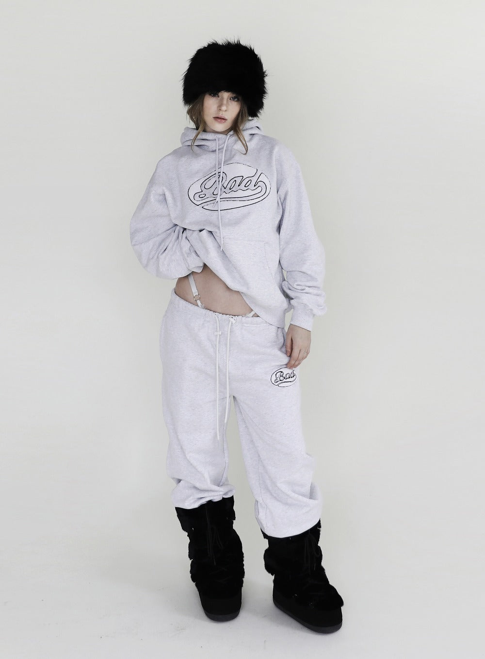 BAD BLOOD Bad Applique Jogger Loose Fit - Ash Grey