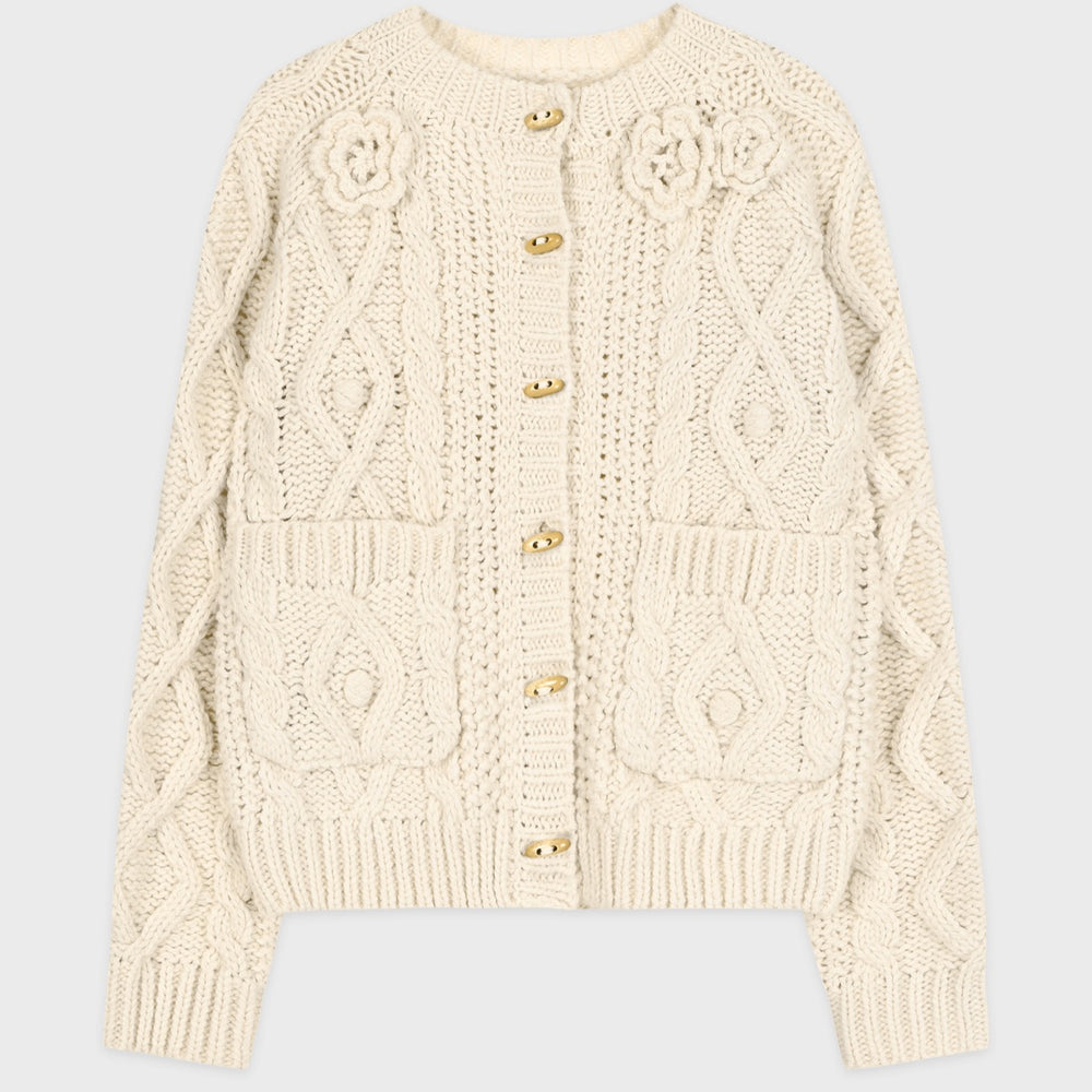 Sinoon Flower Knit Cardigan (Ivory)