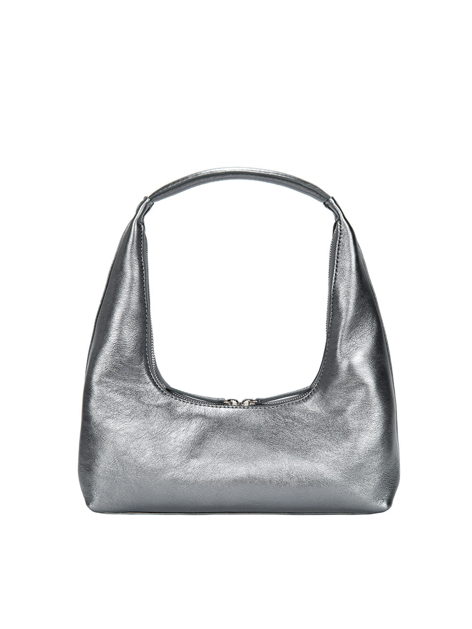 MARGESHERWOOD HOBO SHOULDER_metallic grey foiled plain