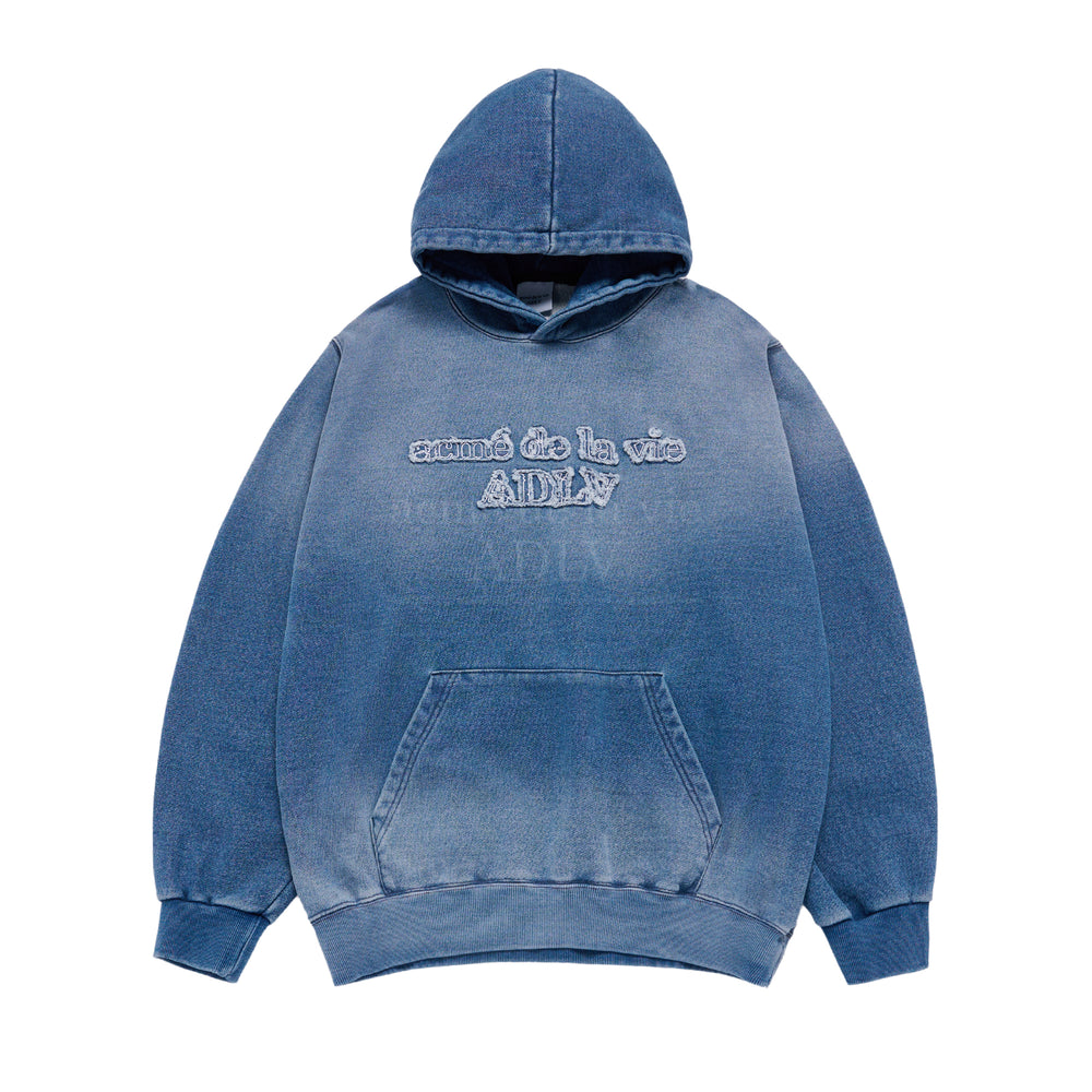 ADLV BASIC LOGO APPLIQUE BRUSH HOODIE NAVY